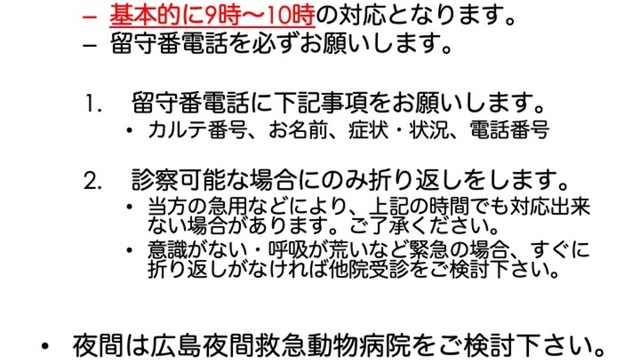 年末年始の急患対応についての画像