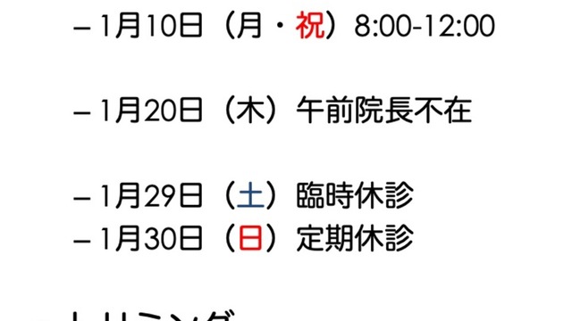2022年1月の診療情報の画像