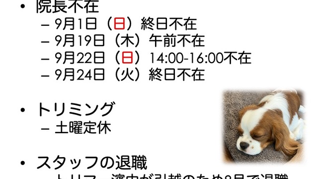 2024年9月の診療情報とスタッフの退職の画像